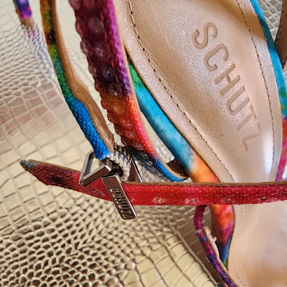 *HP* SCHUTZ multicolor spike heel Sandals leather sole ankle strap - Picture 11 of 13